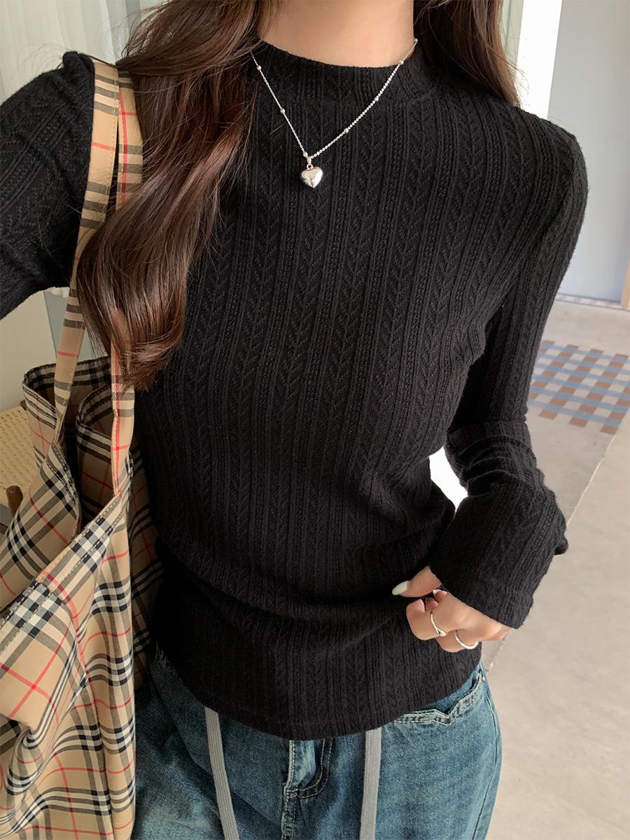 

Осенне-зимняя высококачественная и очень красивая эластичная облегающая рубашка с воротником-получерепахой и длинными рукавами для женщин, многослойные топы XL