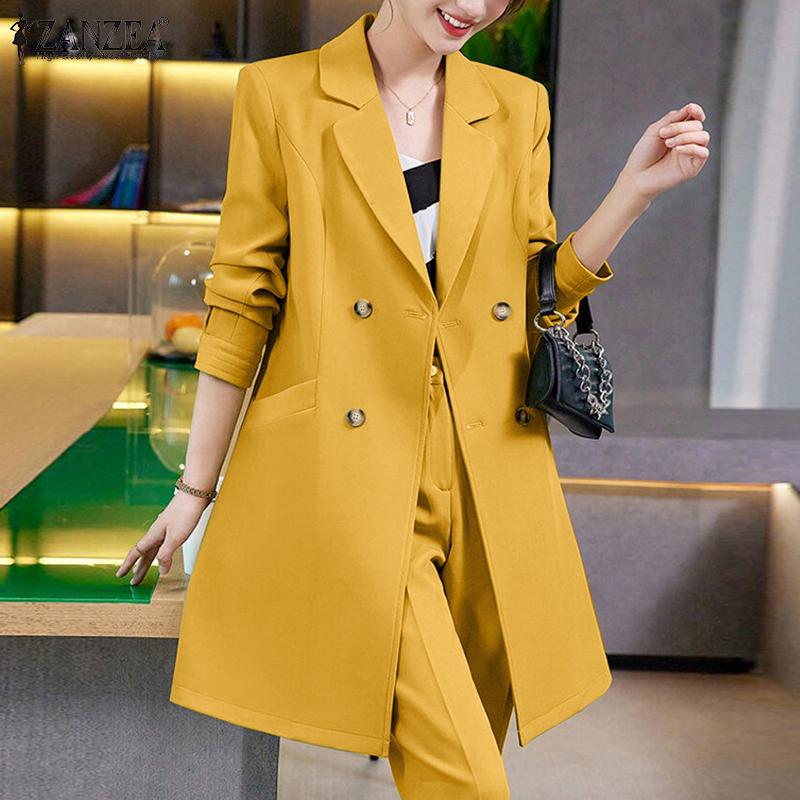 

ZANZEA Женский блейзер с отложным воротником и длинными рукавами, верхняя одежда