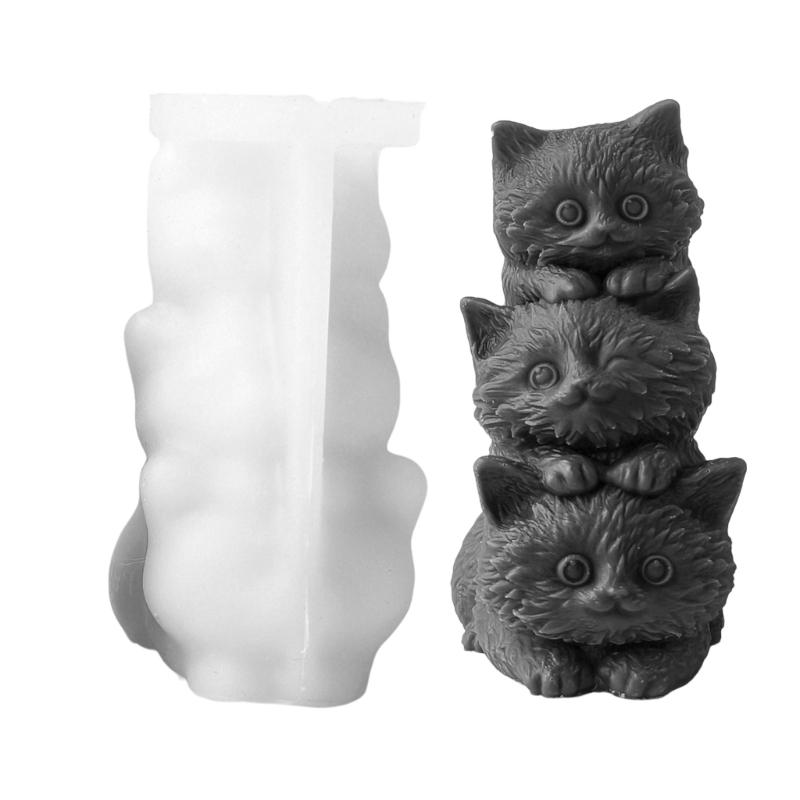 Multipurpose Cats Candle Stand Sturdy Silicone Plaster Mold for Elegant Home Decoration Wedding and Festive Occasions