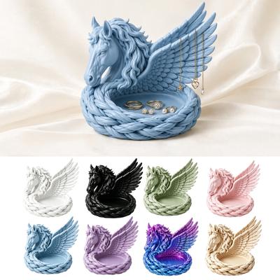 Elegant Jewelry Storage Solution 3D Printed Pegasus Organizer Bowl, Winged Horse Trinket Tray, Unique Head Decor Tray Sculpture Desktop Dish for Rings