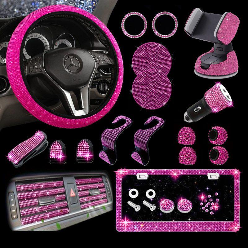 Non-Slip and Comfortable, Without Inner Ring, Handlebar Cover with Rhinestones, American Standard License Plate Frame, Rhinestone Car Decoration