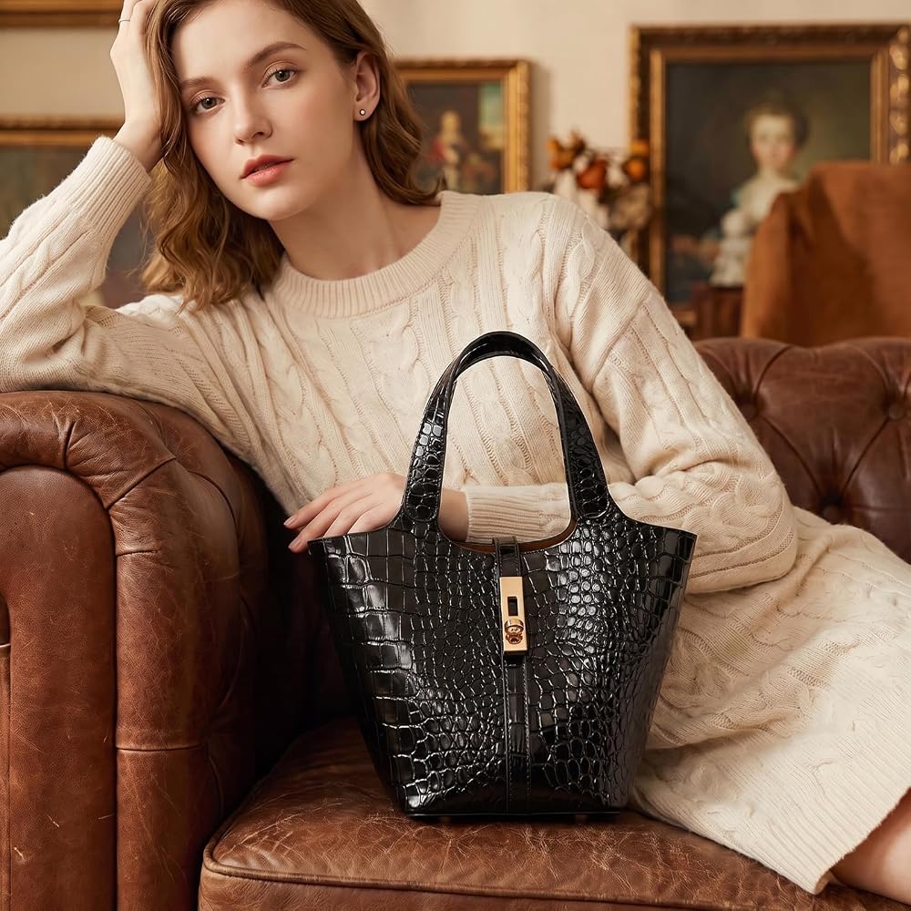 LANGING Handbag, Women's Tote Bag, Large Capacity, Popular, Commuter Bag, Eco-Leather, Synthetic