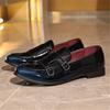 Designer Fashion New Men Pointed Monk Strap Loafter Gentleman Glossy Patent Leather Casual Shoes Male Formal Dress Footwear