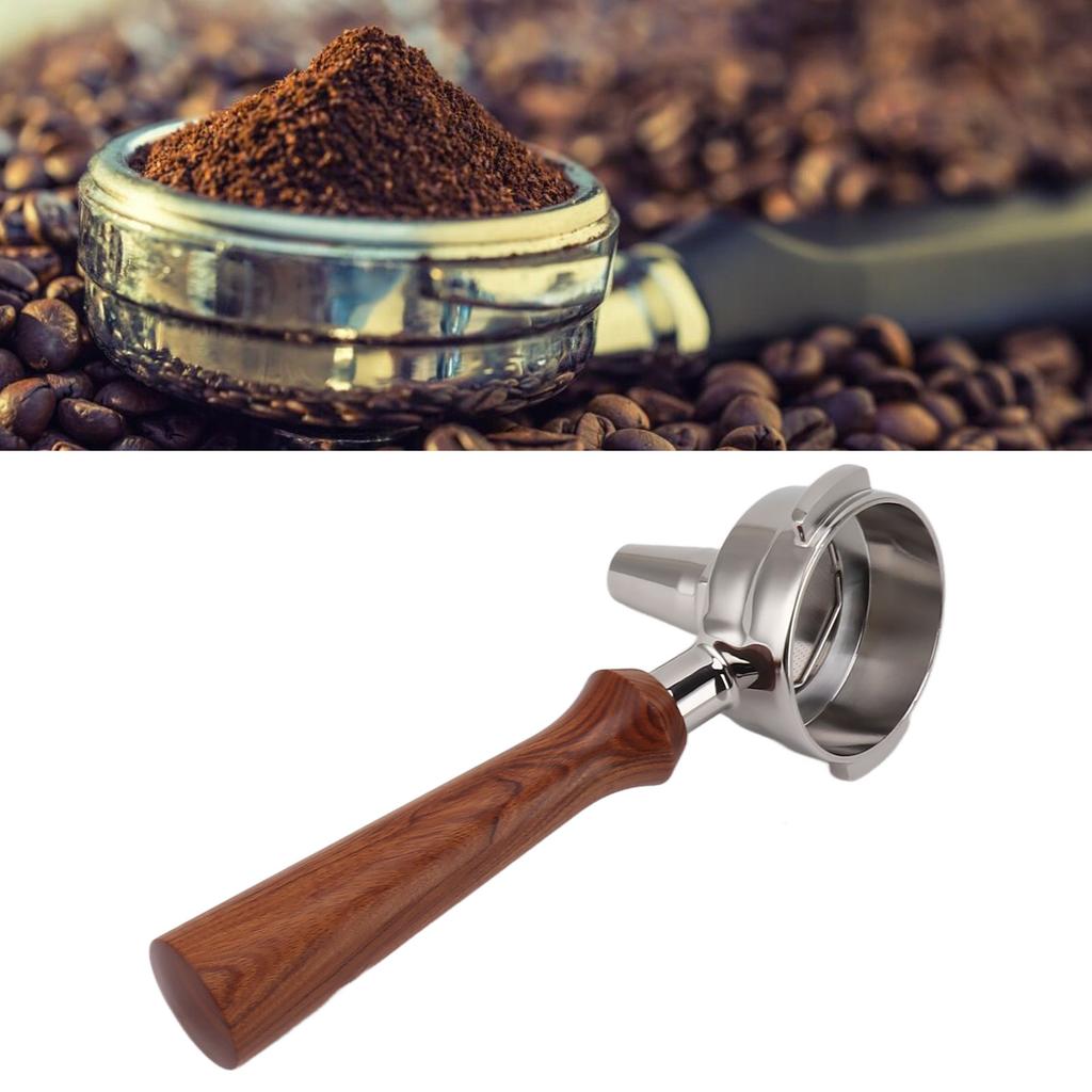 58mm Portafilter Stainless Steel Coffee Tea Portafilter Holder Single Spout Brewing Coffee Filter Wooden Handle Coffee Accessories
