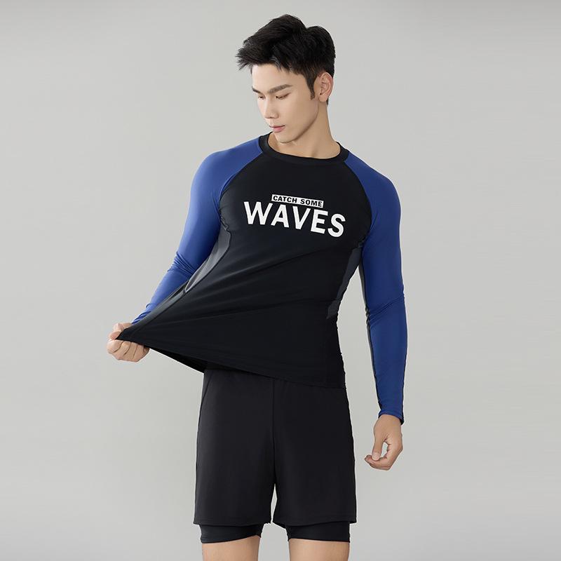 

2025 Men s Quick-Dry Surfing Wetsuit: Long Sleeve, Five-Point Pants, Sun Protection, Plus Size 3XL
