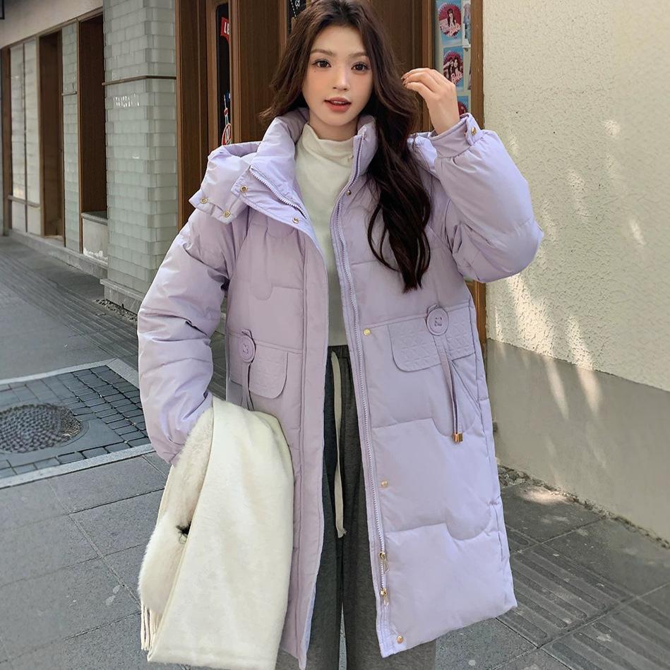 Winter new cotton-padded clothes women's medium and long thickened cotton-padded clothes fashion temperament loose hooded cotton-padded jacket