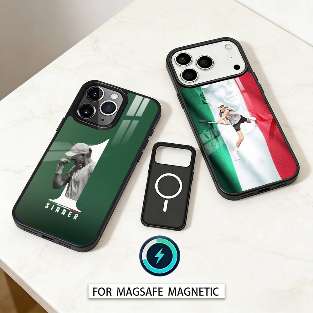 Italian athletes Jannik Sinner Phone Case Magnetic For iPhone17 16 15 14 13 12 Pro Max For Magsafe Wireless Charging Cover