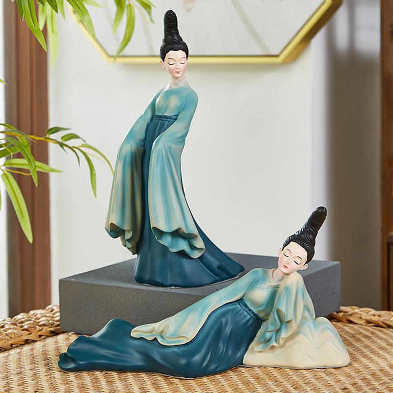 Elegant Ancient Chinese Lady Figurine Creative Vintage Decor for Living Room Bookshelf Cabinet