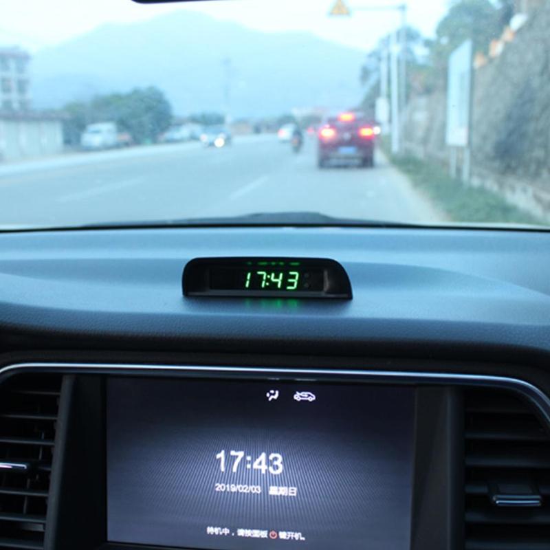 Tragbare Solar-Autodigital-LCD-Uhr & Temperaturanzeige Auto-Armaturenbrett-Uhren Hintergrundbeleuchtung Elektronischer Bildschirm Temperaturuhr
