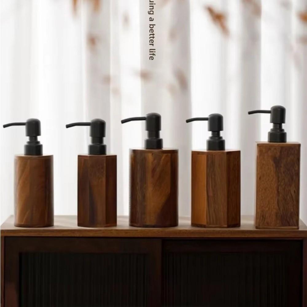 Press Type Shampoo Container Wood Shower Gel Bottle Hand Sanitizer Bottle Home
