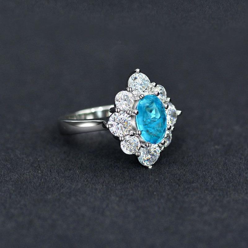 Gica Gema Prsteny ze sterlingového stříbra 925 se safíry pro ženy, třpytivé zásnubní prsteny s diamanty s vysokým obsahem uhlíku, luxusní šperky na svatební hostinu