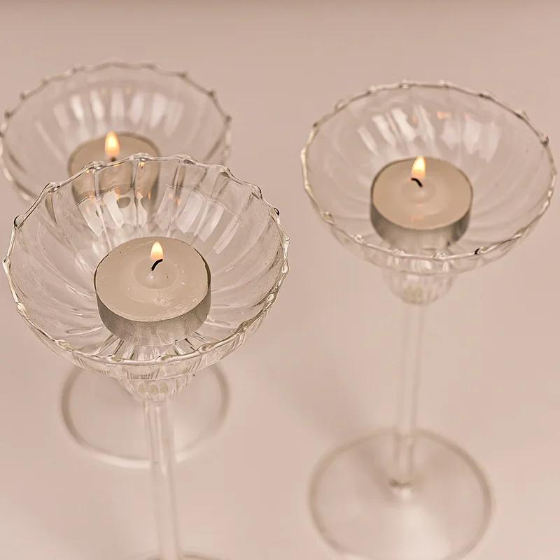 Tall Striped Candle Holders Christmas Decoration Candlelight Dinner Candlesticks Props room Decoration Wedding Table Top Items
