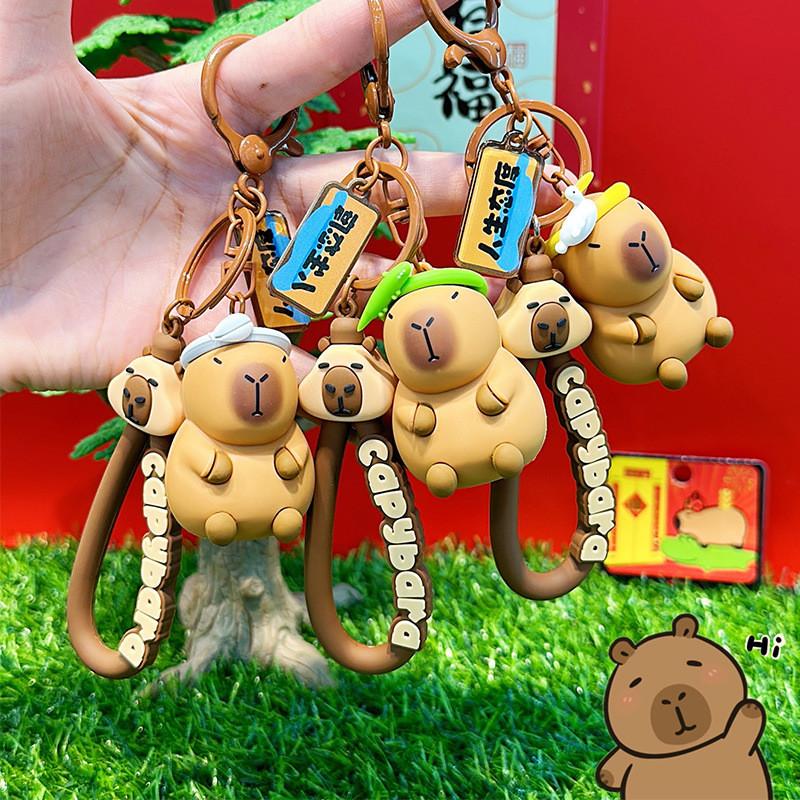 Animal Capybara Playful Party Keychain Cute Cartoon Silicone Accessory Keys For