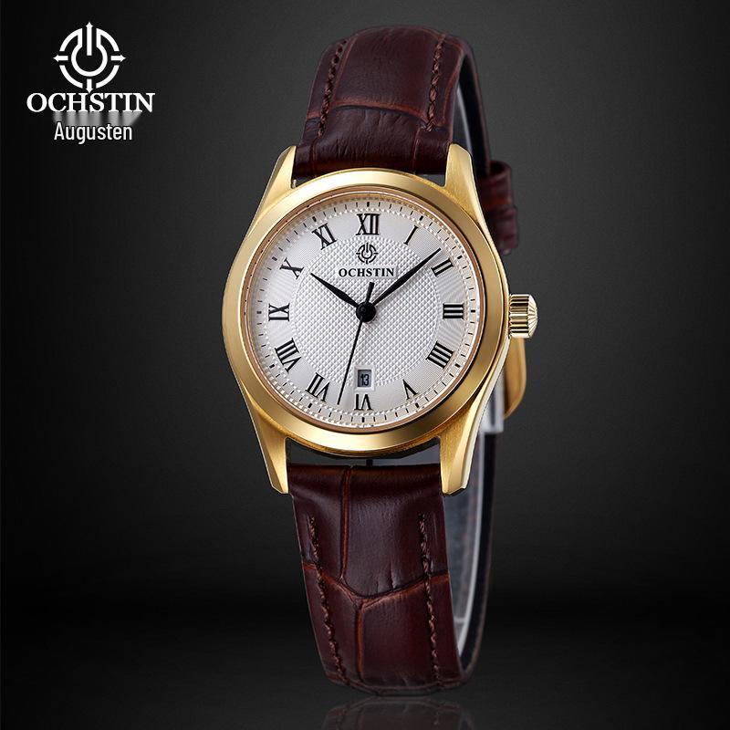 Swiss Women's High-End Waterproof Quartz Watch with Genuine Leather Strap