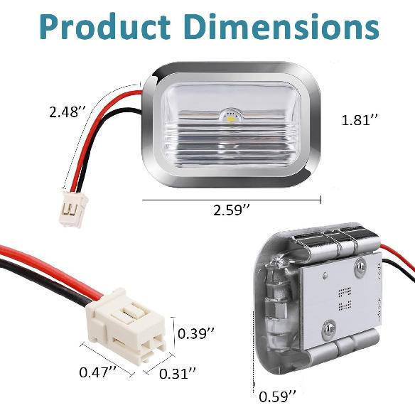 W11462342 Refrigerator LED Light Assembly for Whirlpool Kitchen Aid Jenn Air Light Module -Replaces W10607479 W10843339 W10908166