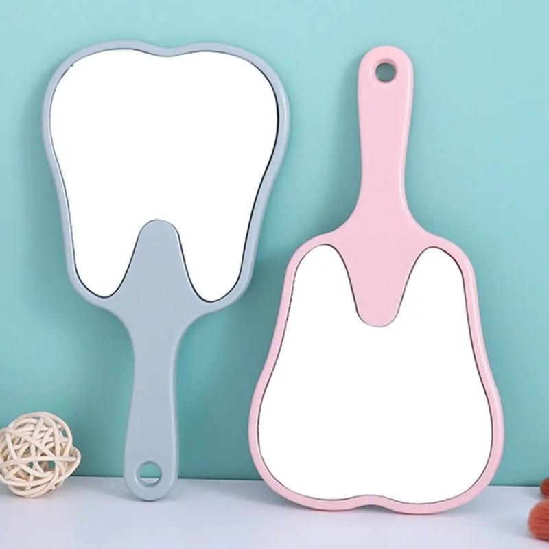 Tooth Shaped Handheld Makeup Mirror Cute Makeup Mirror with Handle Handheld Dental Makeup Mirror