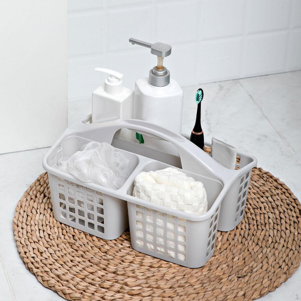 Badezimmer-Duschkorb mit Griff, 3 geteilte Fächer, multifunktional, für Schwimmbad,