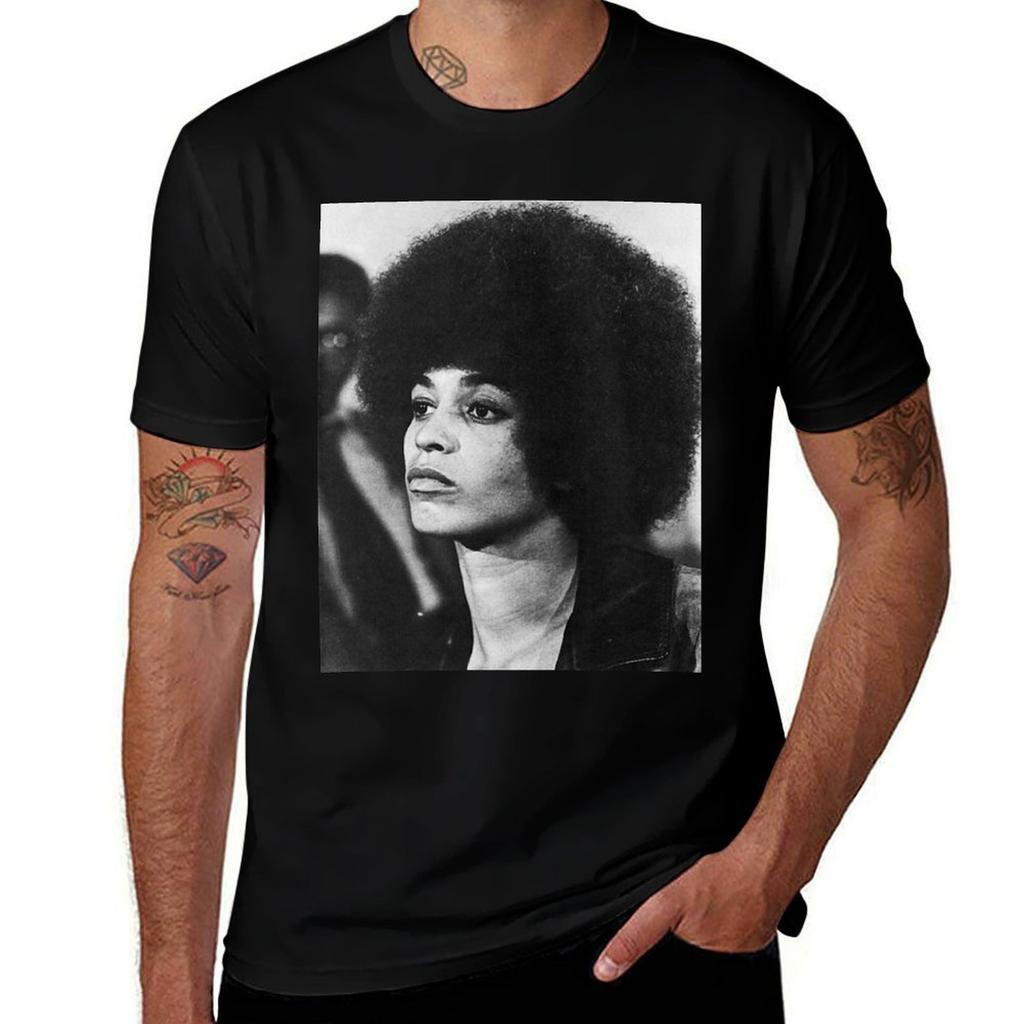 Angela Davis 60s Black Panthers Photo Tshirt Trendy Pattern Tshirt For Unisex