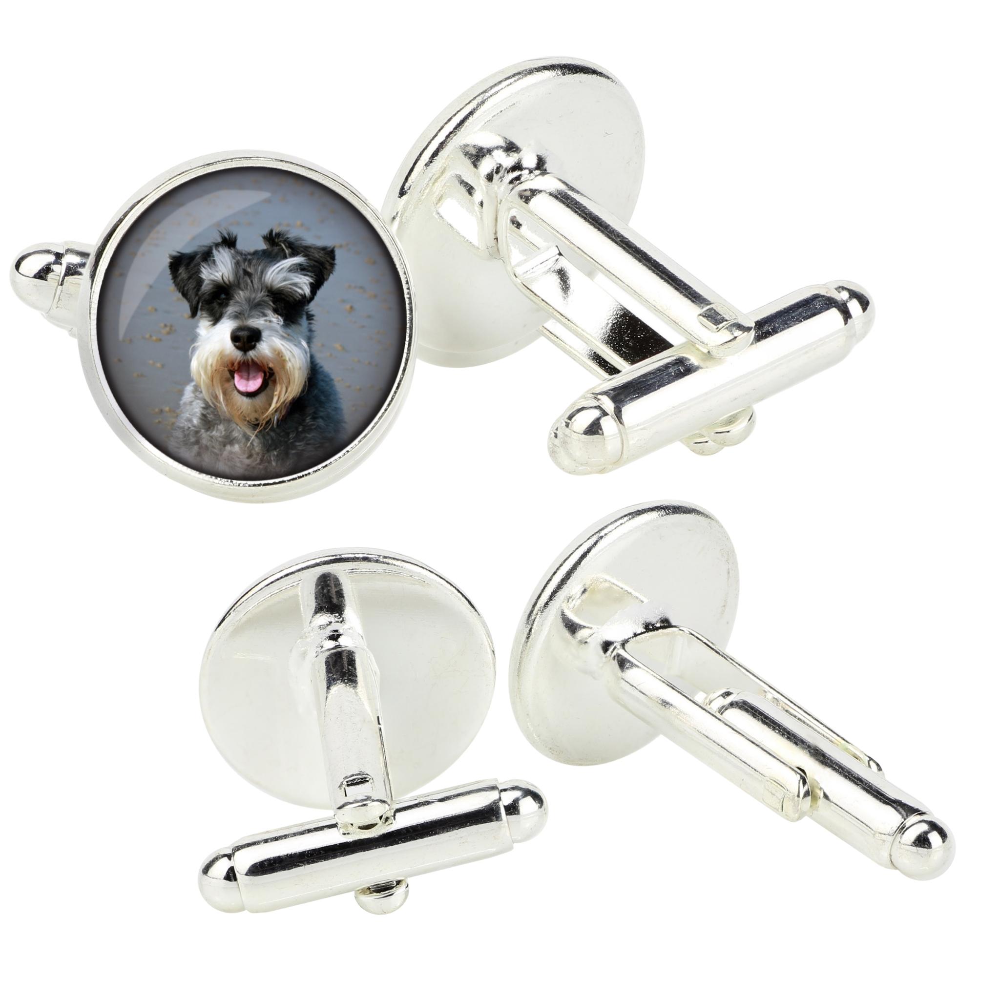 

Schnauzer - cufflinks in a box, handmade jewelry, product of the Art-Dog brand срібний