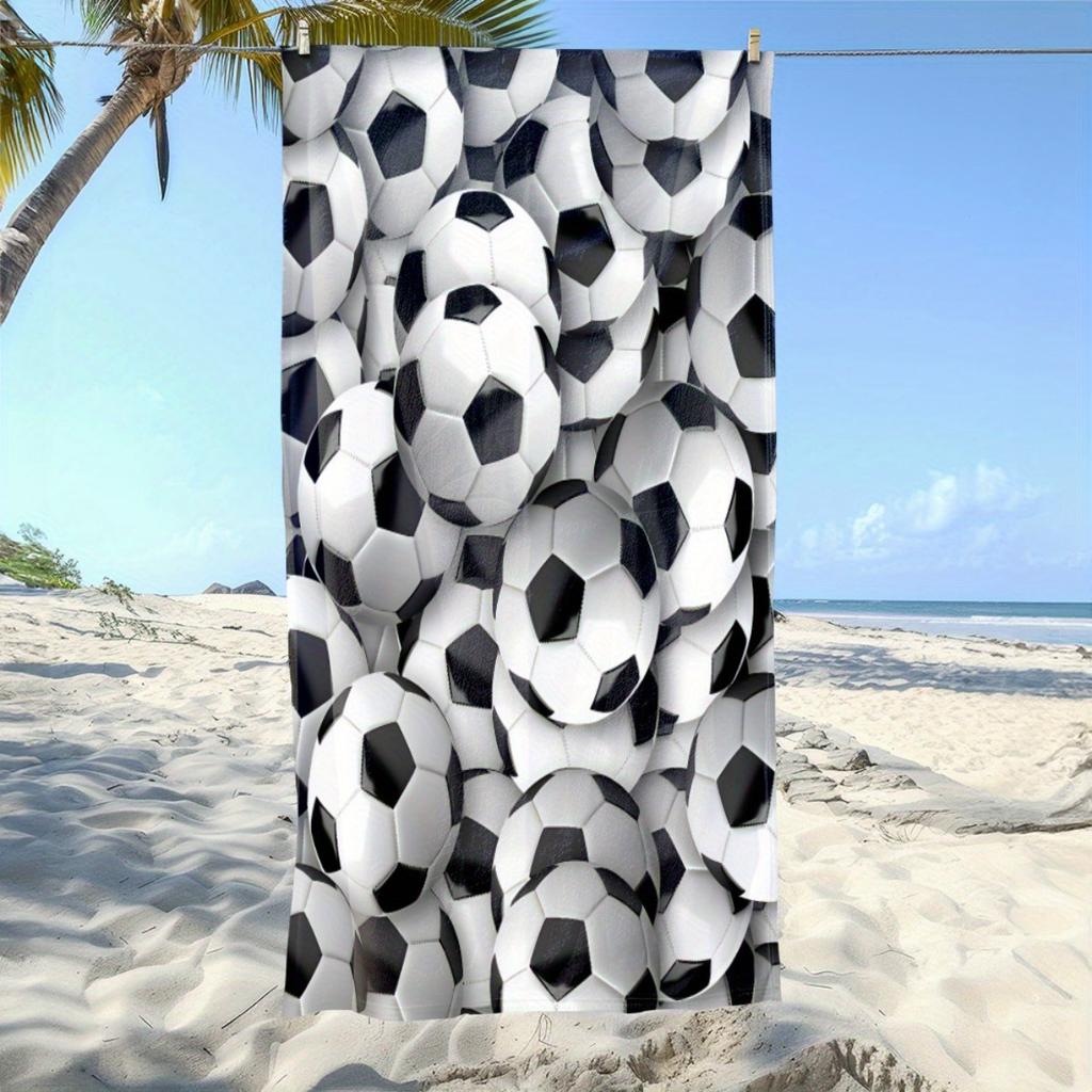1pc Contemporary Soccer Ball Beach Towel - Ultra-Absorbent Microfiber, Soft & Lightweight, Perfect for Beach, Parties, Camping