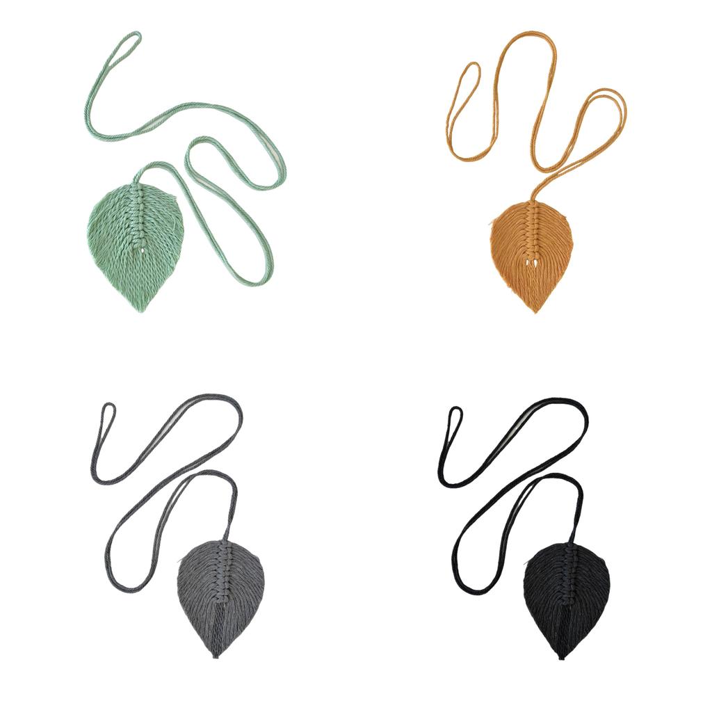 Elegant Bohemisk Flätad Tofs Gardinbindare Bomull Handgjorda Blad Gardinhållare Modern Chic Stil