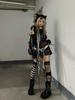 Autumn Aesthetic Punk Printed Long Sleeved Tops Women Harajuku Rock Y2k Fake Two Piece T-shirt Japanese Fashion Loose Casual Clothes