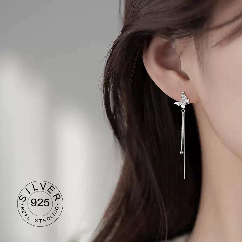 925 Silver Vintage Earrings For Women Trendy Simple Star Long Tassel Earring Jewelry Prevent Allergy Party Accessories