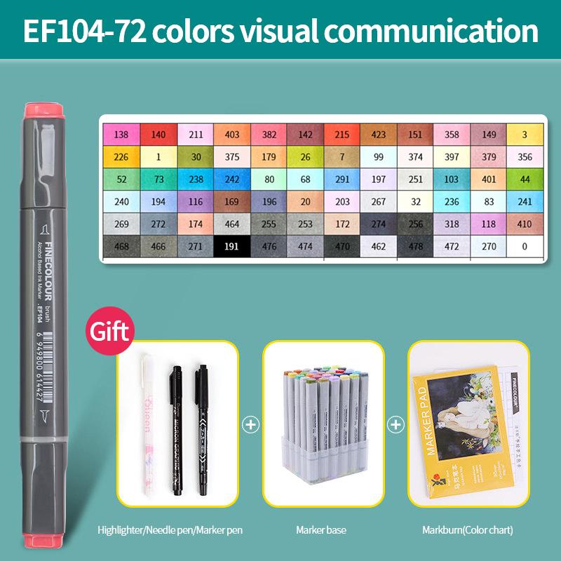 EF104 Double-Head Alcohol Marker Pens Sketch Design Marker Brush Pen Beginner Manga Graphic Drawing Art Supplies