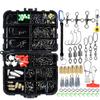 140pcs Fishing Tools Set Fishing Swivels Crank Hooks Sea Beans Drop Sinkers Square Pin