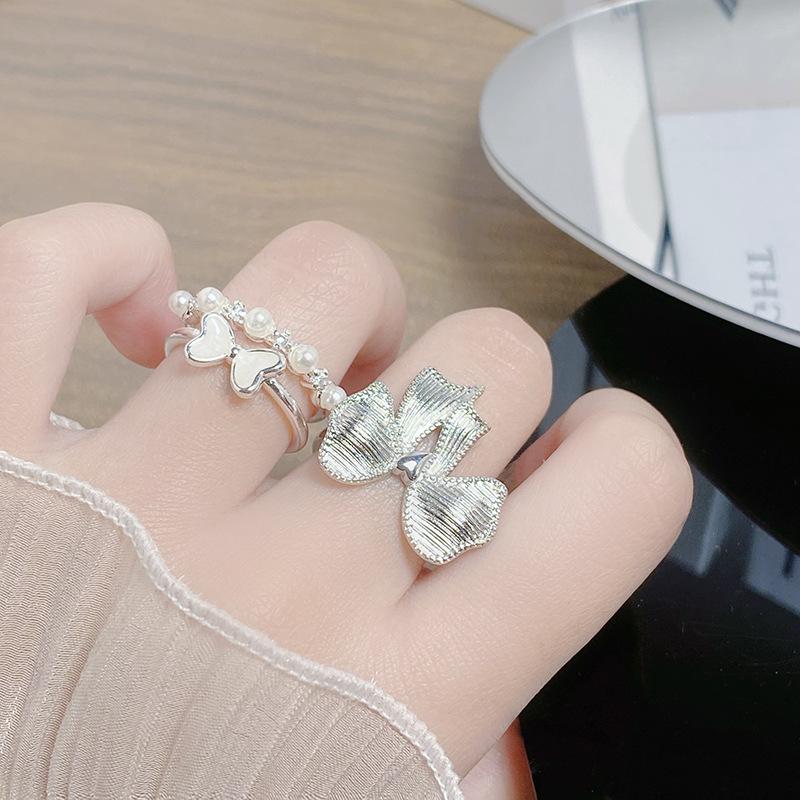 [Rymowany Cień Jedwabnego Węzła] Seria Kokard Zir*****Pierścień Pióra Pierścień Luksusowy Niszowy Prosta Osobowość Pierścień Kobieta