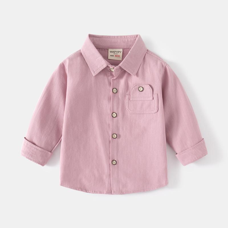 

2023 Spring Boys Pocket Long-Sleeve Shirt - Baby Casual Top 100 cm світло-фіолетового кольору
