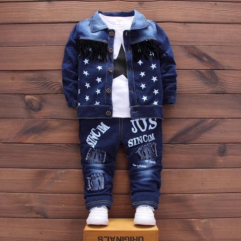 3PCS Kleidung Set Baby Jungen Kleidung Mantel + T-shirt + Hose Kinder Kleidung Sets Für 0-4 Jahre alt