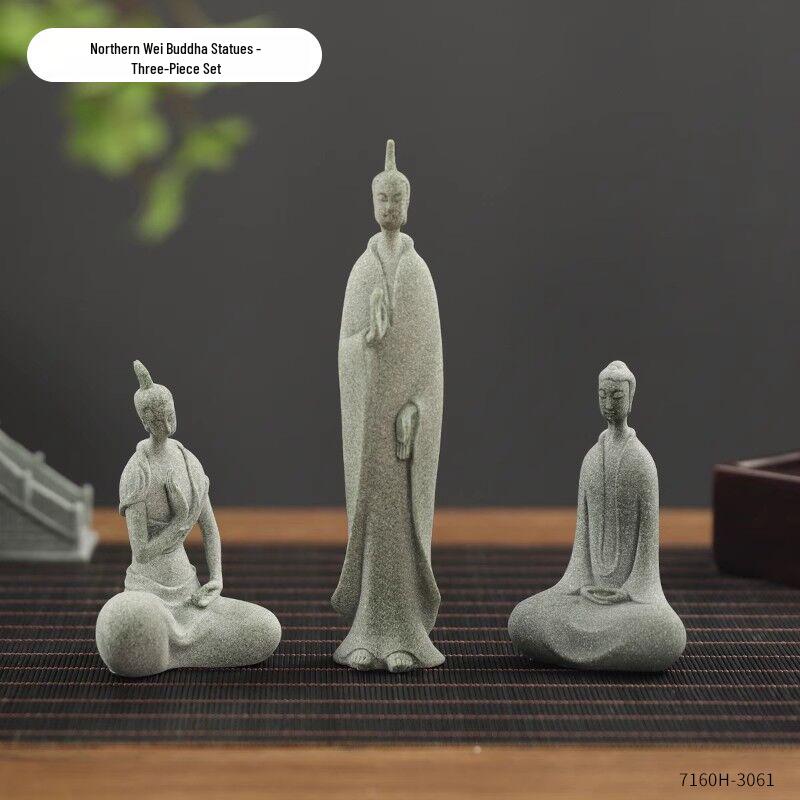 Qing Sha Shi Zen Kuzey Wei Budist Heykeli: Bonsai veya Mikro Peyzaj için Yaratıcı Taş Oymalı Süs.