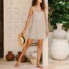Retro European & American Style French Cotton Linen Slip Dress – Breathable, Comfortable, Tie-Up Back, Sexy Summer Short Dress