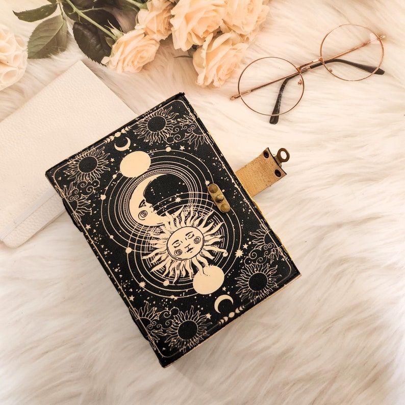 Sun & Moon Leather Journal, Sketchbook, Leather Dairy, Notebook, Wedding gift, Dream Journal, Wedding guest book, Personalized Gift.