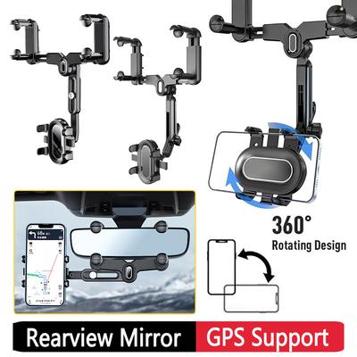 Snap-on Telescopic Car Phone Holder Car Interior Rearview Mirror GPS Mobile Phone Support Retractable Driving Recorder Bracket