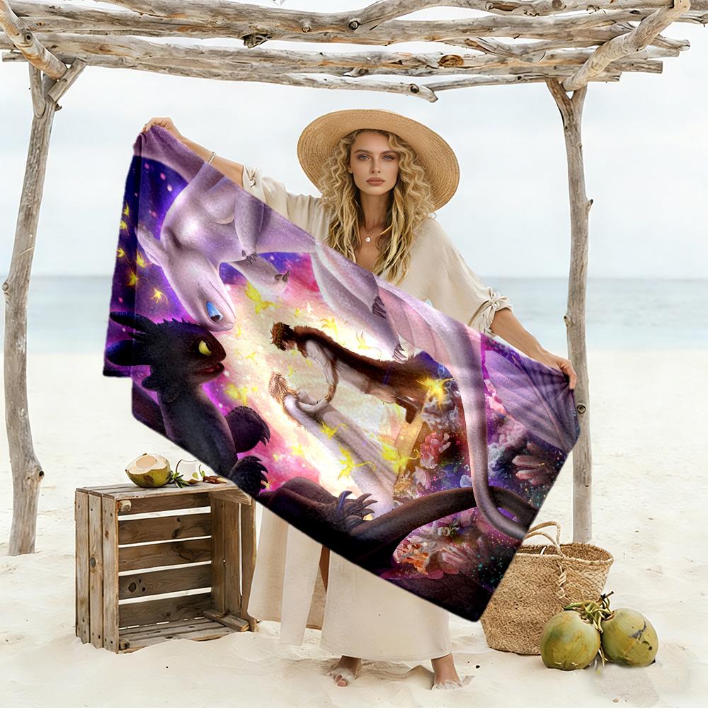 How Train Dragon1 Beach Towel Super Soft Microfiber Quickdry Fabric Comfortable Lightweight Suitable for Swimming, Gym, Camping, Yoga Vacation