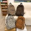Corduroy Leopard Backpack Teenagers School Bag Large Capacity Casual Laptop Backpack Multi Pockets Outdoor Travel Bag