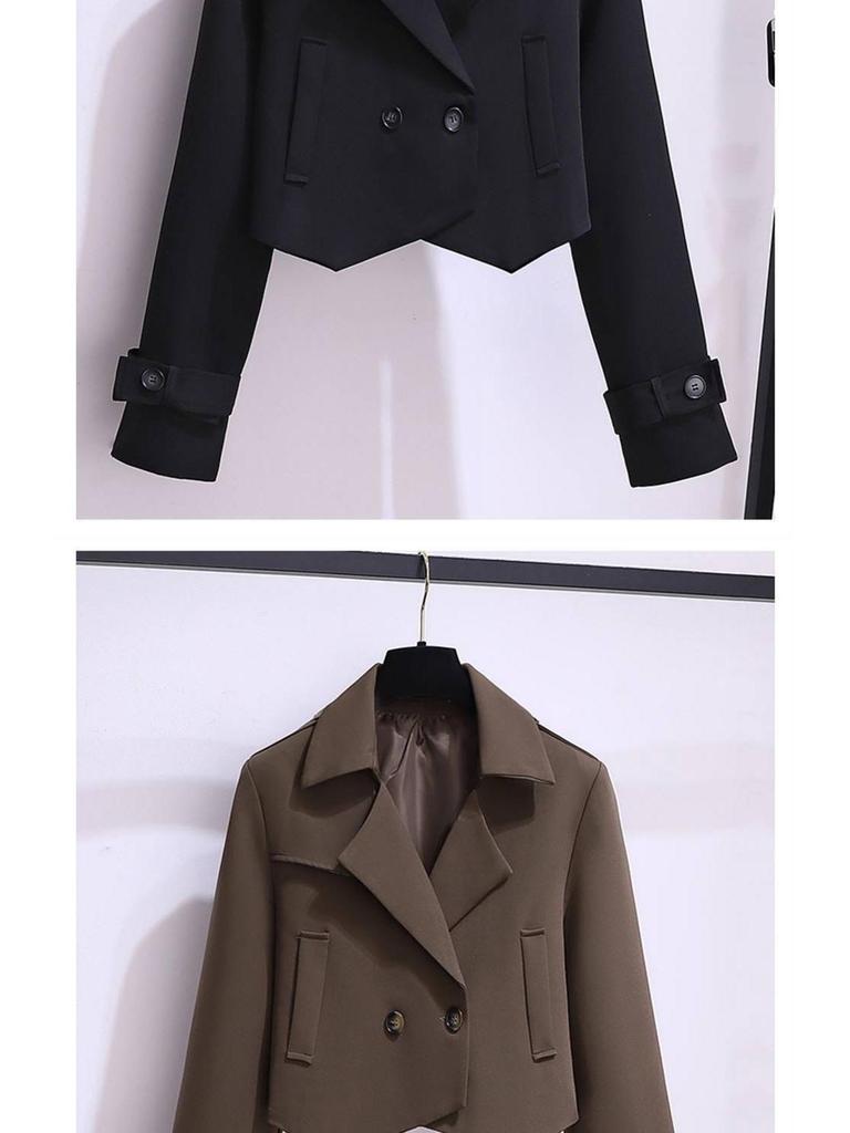 Plus Size Women's Suit: Jacket & Midi Skirt French Design 2025 Autumn Collection