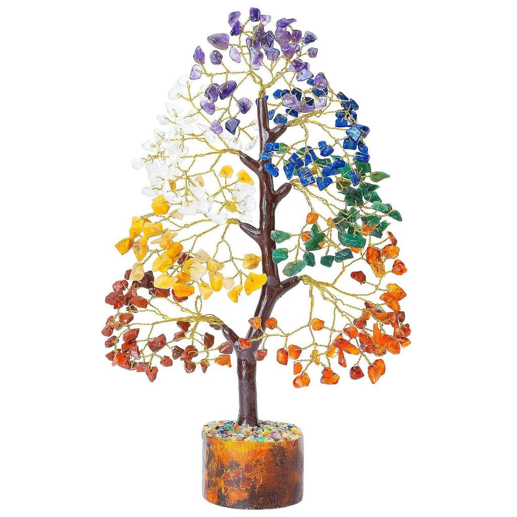 Seven Chakra Crystal Tree Good Luck Showpiece for Home Decor Items Crystals Gemstones Bonsai Money Tree for Good Luck
