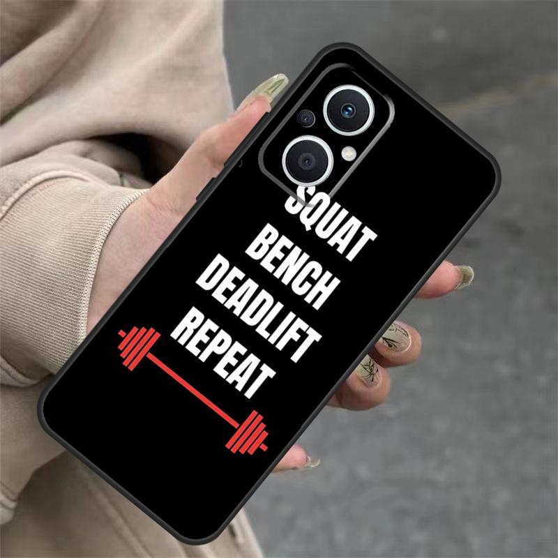 Bodybuilding Gym Fitness Quotes Case For OPPO Reno 7 8 Lite 10 11 12 13 14 Pro 8T 12F 13F 14F OPPO Find X8 X6 X9 Pro Cover