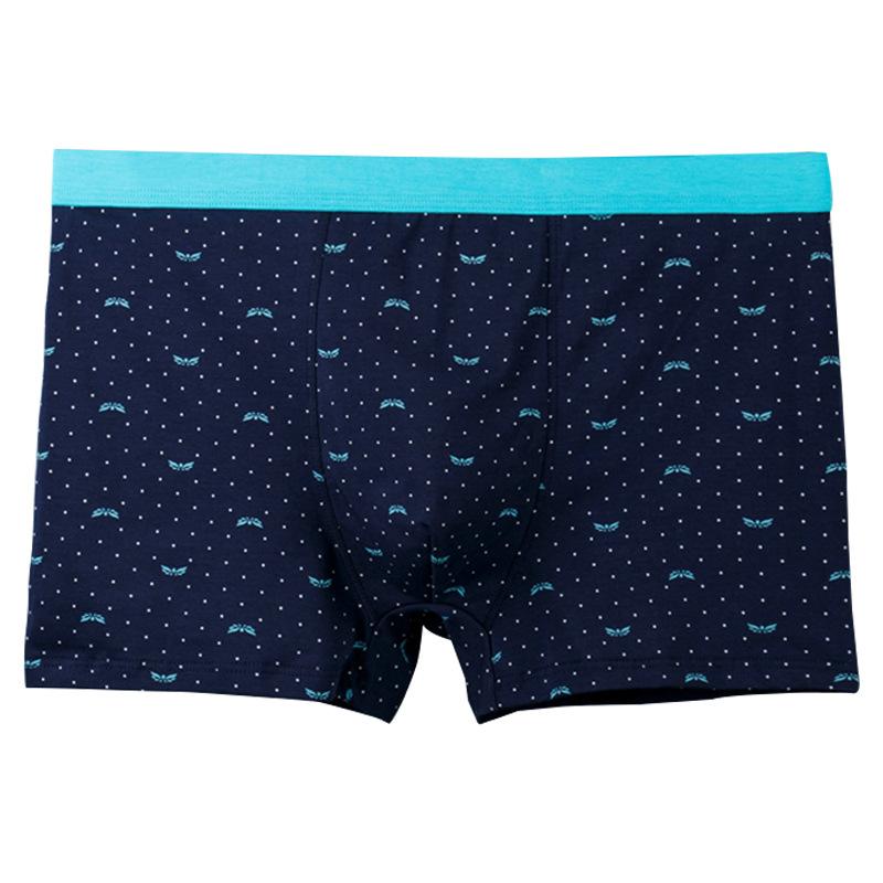 Cotton Printed Men's Underwear Mid High Waist Plus Size Flat Corner Pants
