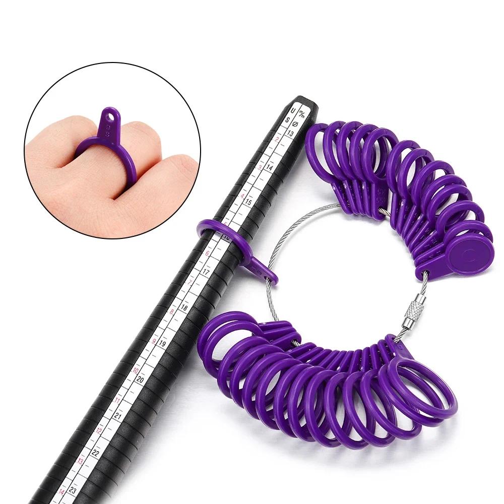 1Pc Ring measuring rod US 0-13 UK A-Z ring measuring ring measuring ring plastic ring size measuring tool