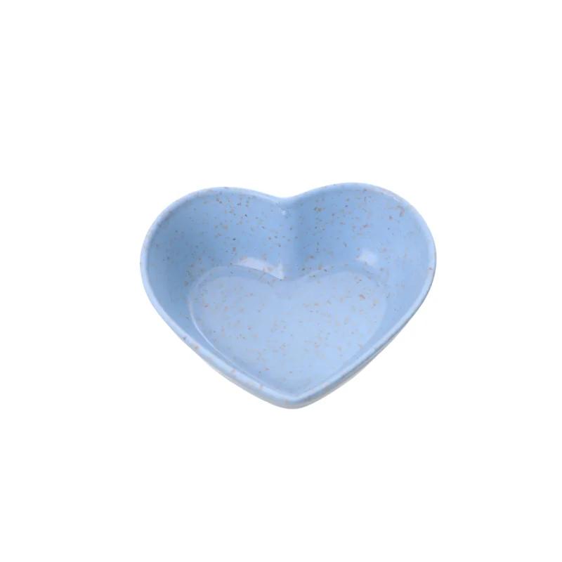 

xgnvpy Wheat straw love seasoning dish Creative soy sauce dish Kitchen plastic small bowl delicate and cute синий