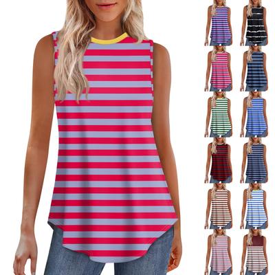 Damenmode Lässige ärmellose Weste Vintage Print Rundhalsausschnitt Ärmelloses Top