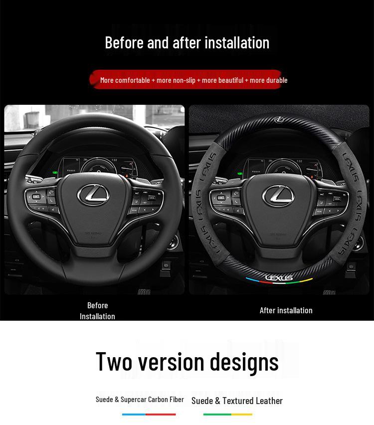 Lexus Steering Wheel Cover: Genuine Leather & Suede for UX, NX, RX, LX, CT