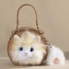 Korean Version Niche Design Cute Puppet Cat Plush Bag Simulation Doll Doll Bag Shoulder Messenger Bag Small Round Bag