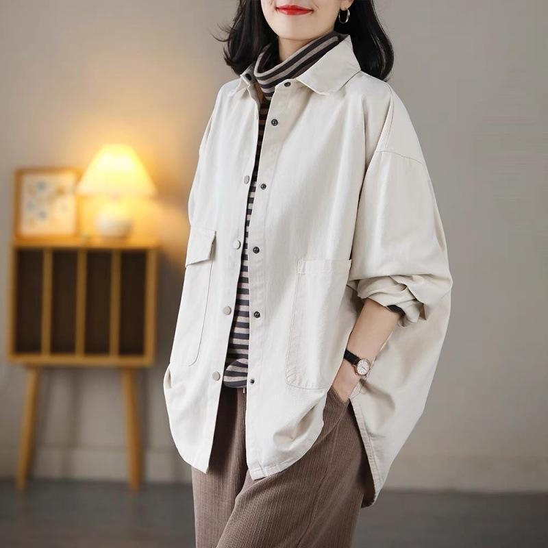 Women's Literature and Art Loose Large Size Slim Casual Baita Windbreaker Korean Version of The Autumn Long-sleeved Shirt