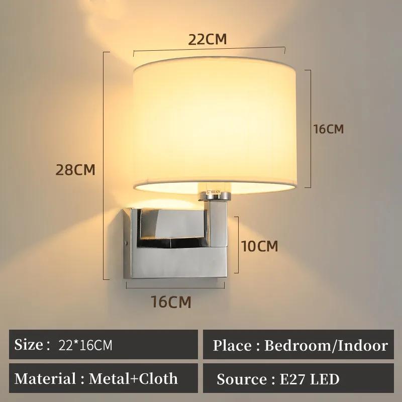 LED Wall Lamp Round Fabric Lampshade with 3W 360° Rotation Spotlight Reading Light  Modern Wall Sconce for Bedroom Bedside Hotel