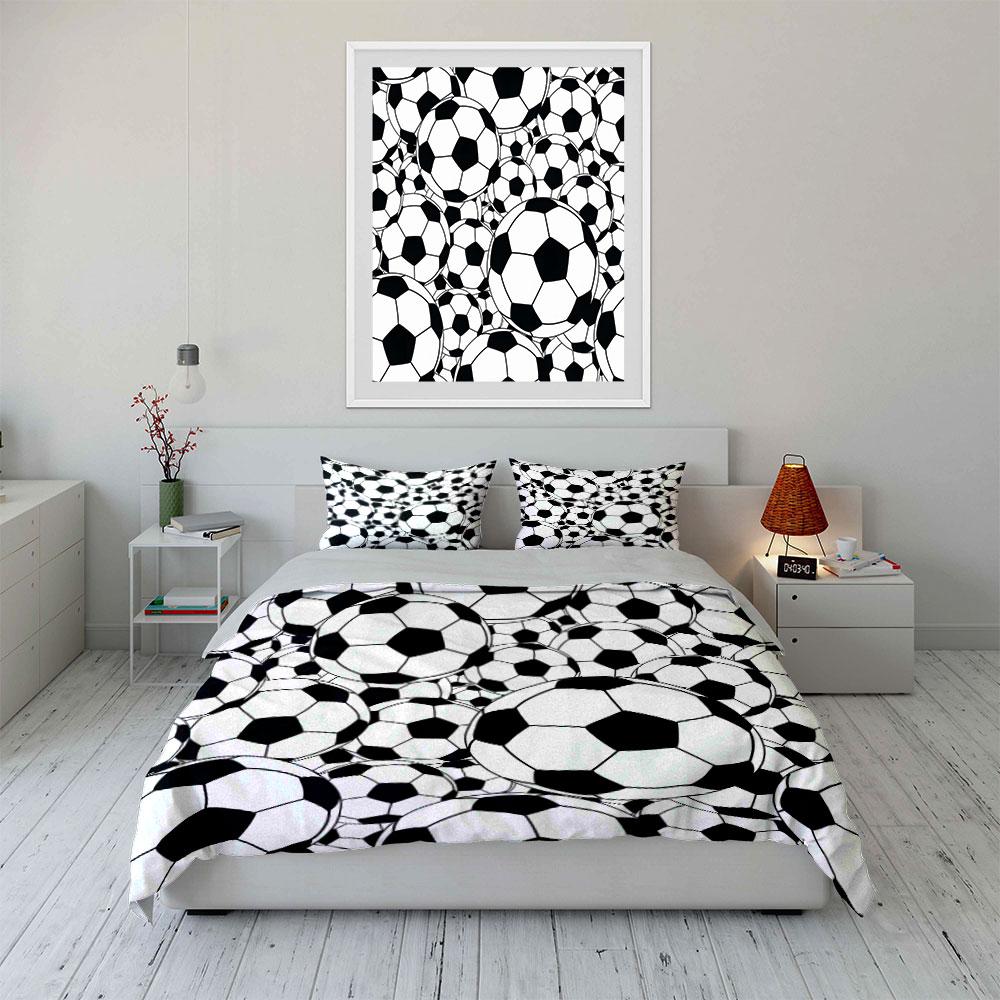 Soccer-Themed Three-Piece Sports Set Kid'S And Adults' Bedroom Decor, Exquisite Three-Piece Bedding Set Gift